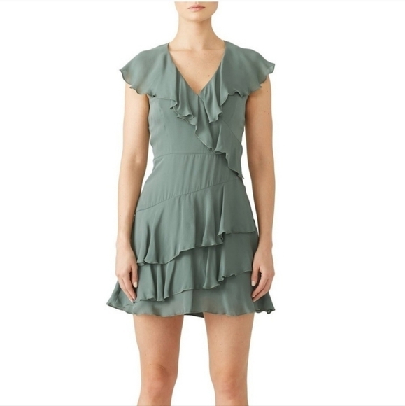 NWT $348 Parker Sage Green Ruffled Tiered Dress, Size 2 - Picture 14 of 14